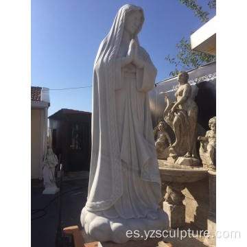 Escultura de la Virgen religiosa mármol blanco de gran tamaño